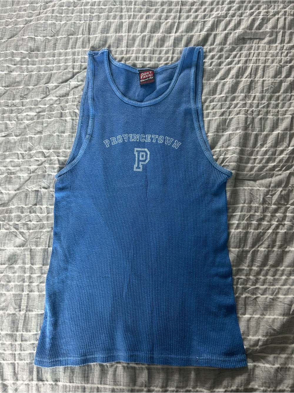Provincetown 'P' Blue Ribbed Tank Top